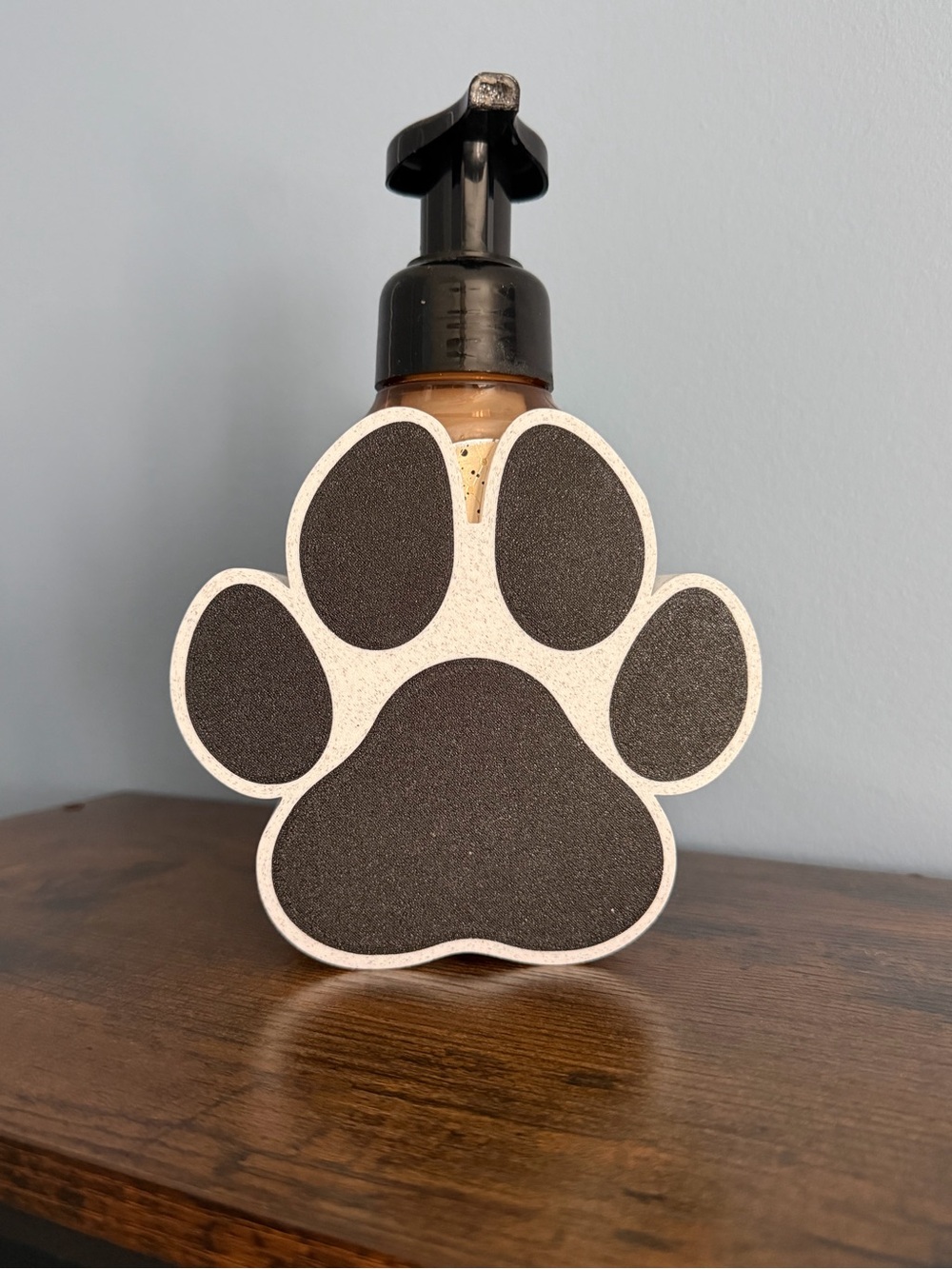 3D Printed White/Black Paw-Shaped Soap Dispenser Holder